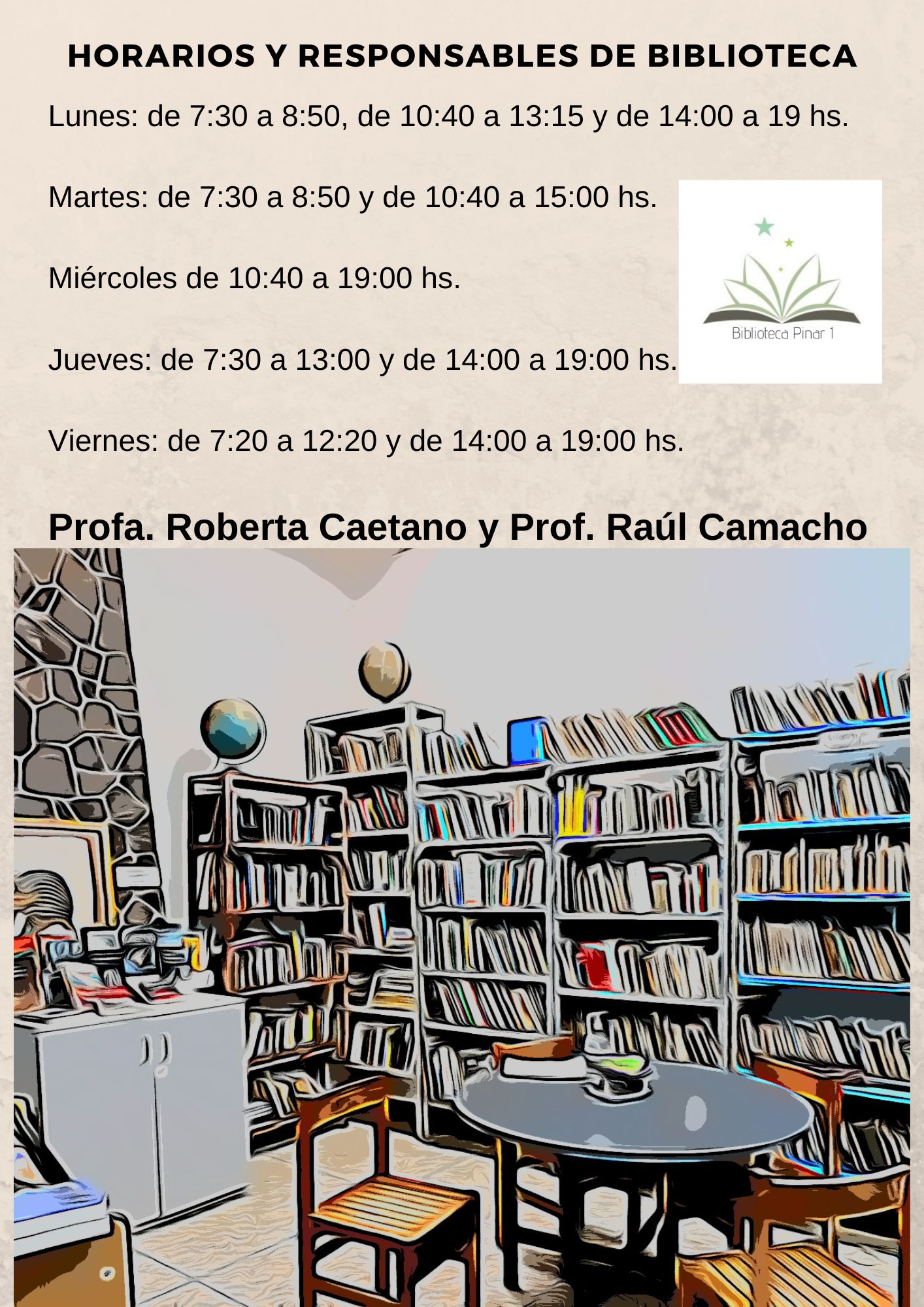 Horarios y responsables de Biblioteca1